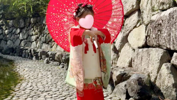 七五三の出張着付け｜3歳被布着付けヘアセット（京都府左京区・ご自宅）｜出張着付けリーブル